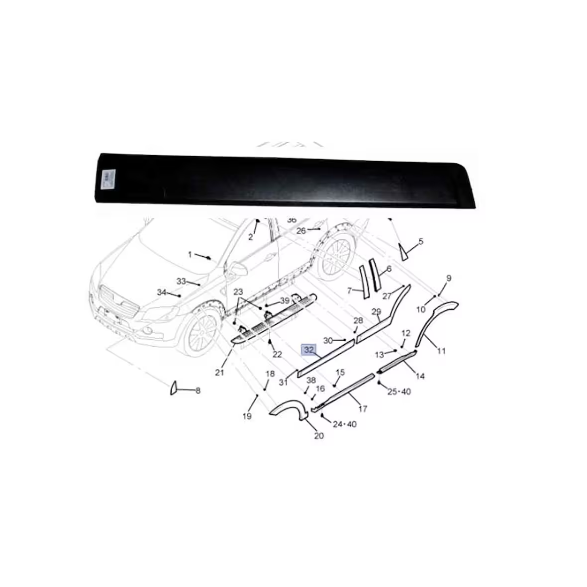 Chevrolet Captiva Kapı Çıtası Arka Sol İthal Marka