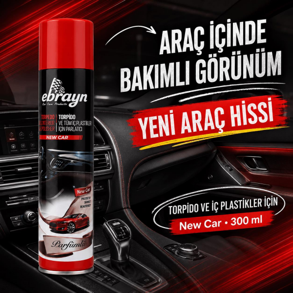 Universal Araç İçi Torpido ve Tüm Araç İçi Plastikler İçin Parlatıcı Sprey - Parfümlü New Car 300 ml