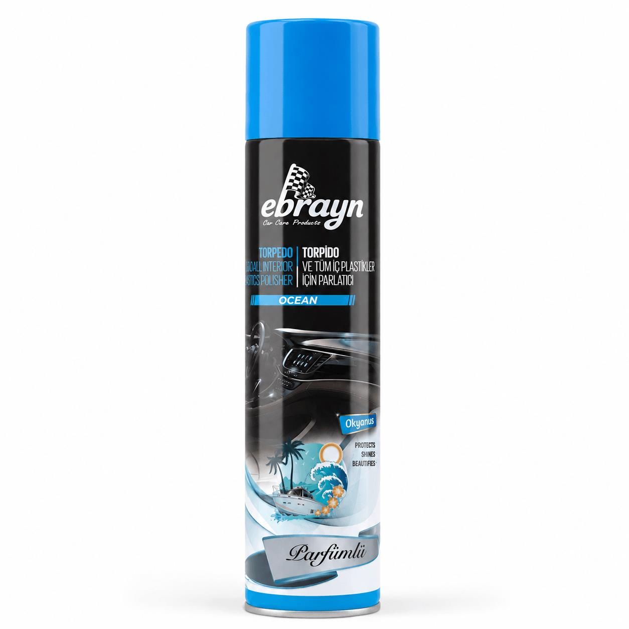 Universal Araç İçi Torpido ve Tüm Araç İçi Plastikler İçin Parlatıcı Sprey - Parfümlü Okyanus 300 ml