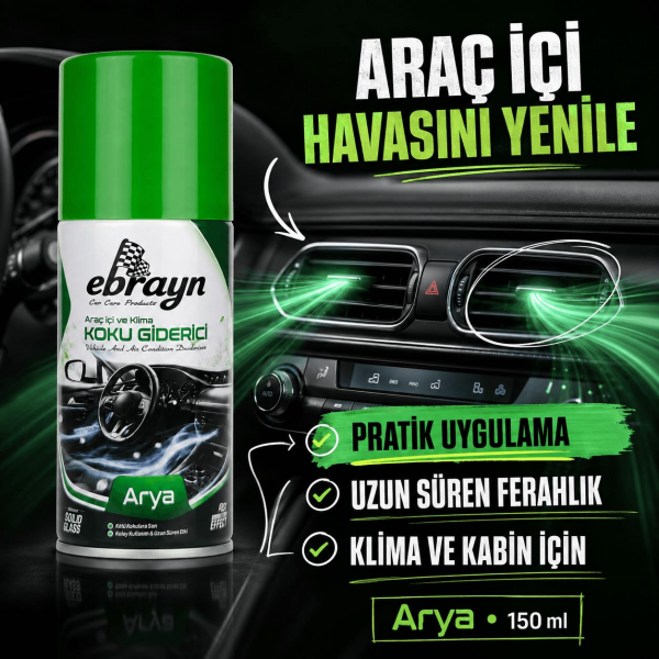 Universal Araç İçi ve Klima Koku Giderici - Parfümlü Sprey Klima Bombası Arya 150 ml