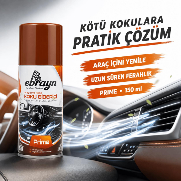 Araç İçi ve Klima Koku Giderici - Parfümlü Sprey Klima Bombası Prime 150 ml - Universal