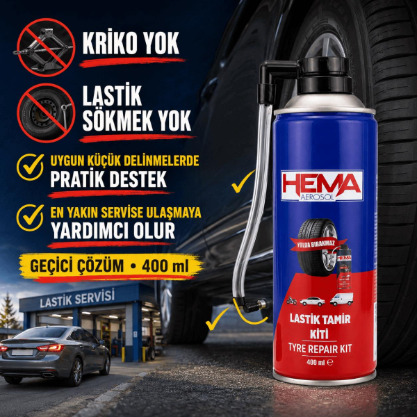 Oto Lastik Tamir Kiti - Universal Büyük Boy 400 ML